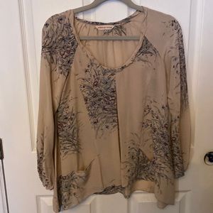 Rebecca Taylor Lilac Floral long-sleeve SILK Peasant Top garden core fairy vibes